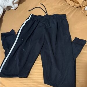 Black Track Pants with White Stripe